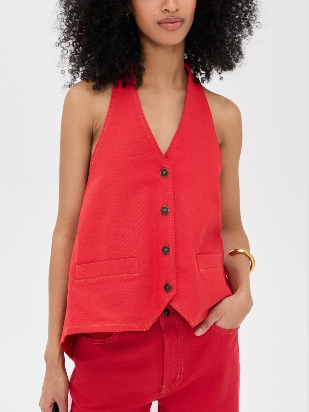Lioness Red Denim Halter Top